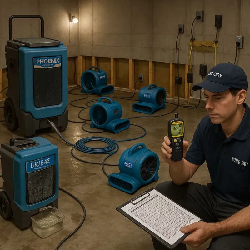 Structural Drying and Dehumidification process in Westminster, LA